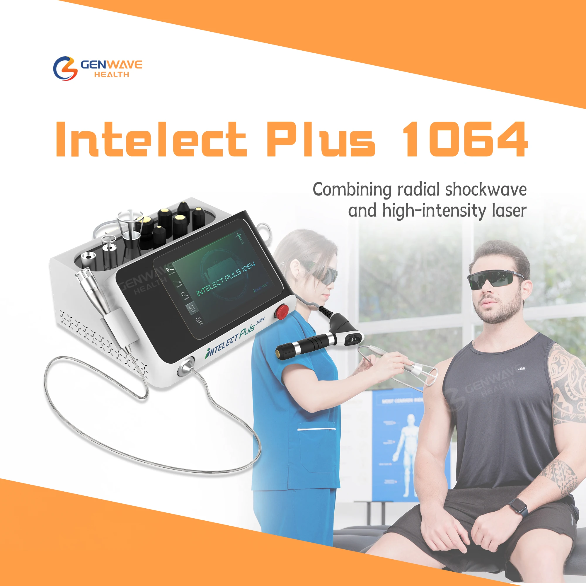 Intelect Puls 1064 12 Watt Laser Combo Radial Shockwave Pain Relief Physiotherapy Machine