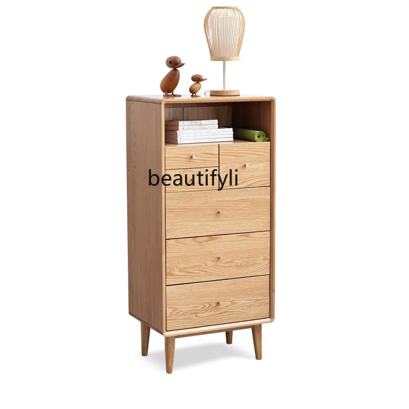 

Solid Wood Chest of Drawers Oak Multi-Functional Storage Cabinet Simple Modern Bedroom Storage