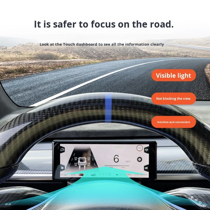 Digital Dashboard Panel for Model 3/Y Virtual Instrument Cluster Speedometer Head-Up Display Water Temperature Car Speed