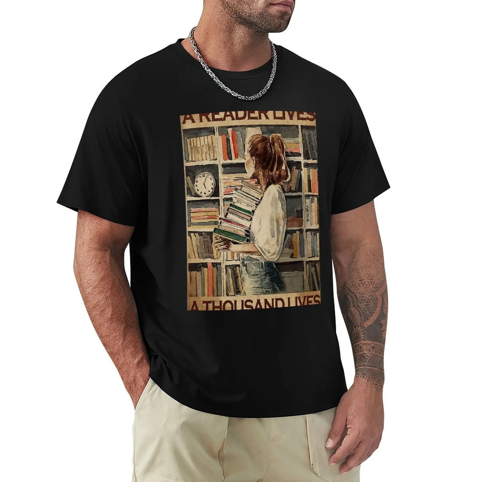 

a reader lives a thousand lives girl love book T-Shirt Christmas Casual Tee Shirt