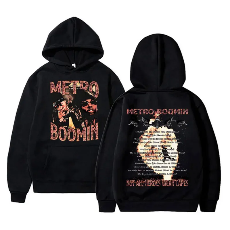 Rapper Metro Boomin Not All Heroes Wear Capes Printed Hoodie Male Hip Hop Oversized Hoodies Men Casual Fleece Cotton Sweatshirt