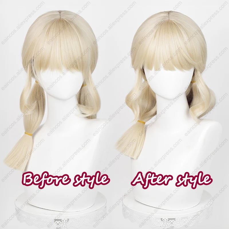 Cheerleader Lily Barriere Cosplay Wig Stunning My Melody 49cm Long Light Gold Wigs Heat Resistant Synthetic Hair