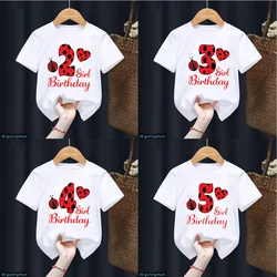 New Cute Red Ladybug Number 1-10 Tshirt Birthday Gift T-Shirt Harajuku Kids Clothes Boys Girl Tshirt Short Sleeve Summer Tops