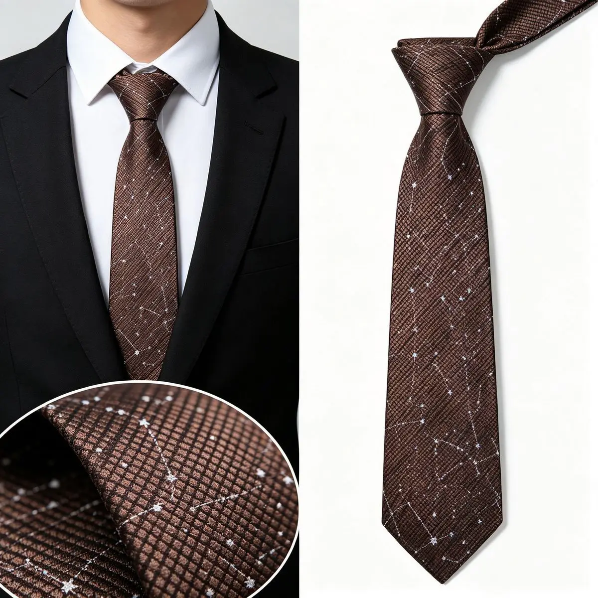 Luxuriöse Herren-Krawatte 8cm Marineblau mit Roten Punkten Kariert Retro-Krawatte Jacquard-Krawatten für Herren Business Hochzeit Party Geschenk Accessoires