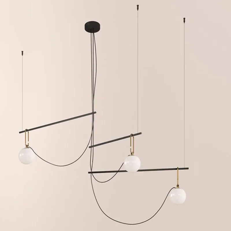 Multi-Light จี้ Creative โพสต์-โมเดิร์นยาวจี้ Designer Glass Ball Light ห้องนอนบาร์ตกแต่ง Cafe Lighting