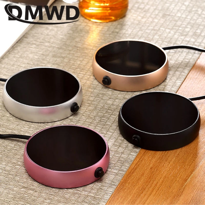 DMWD Mini Electric Hot Plate Portable Heating Cup Pad Thermostat Base Coaster Tea Warmer Water Heater Milk Heat Preservation Pad