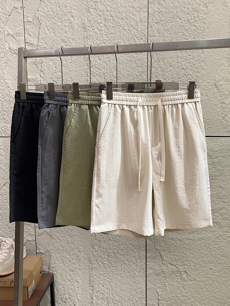 Casual Men's  Color Elastic Waist Short Pants Sweat Absorbent Breathable Summer Loose Fit Non-Chinese Brand Shorts