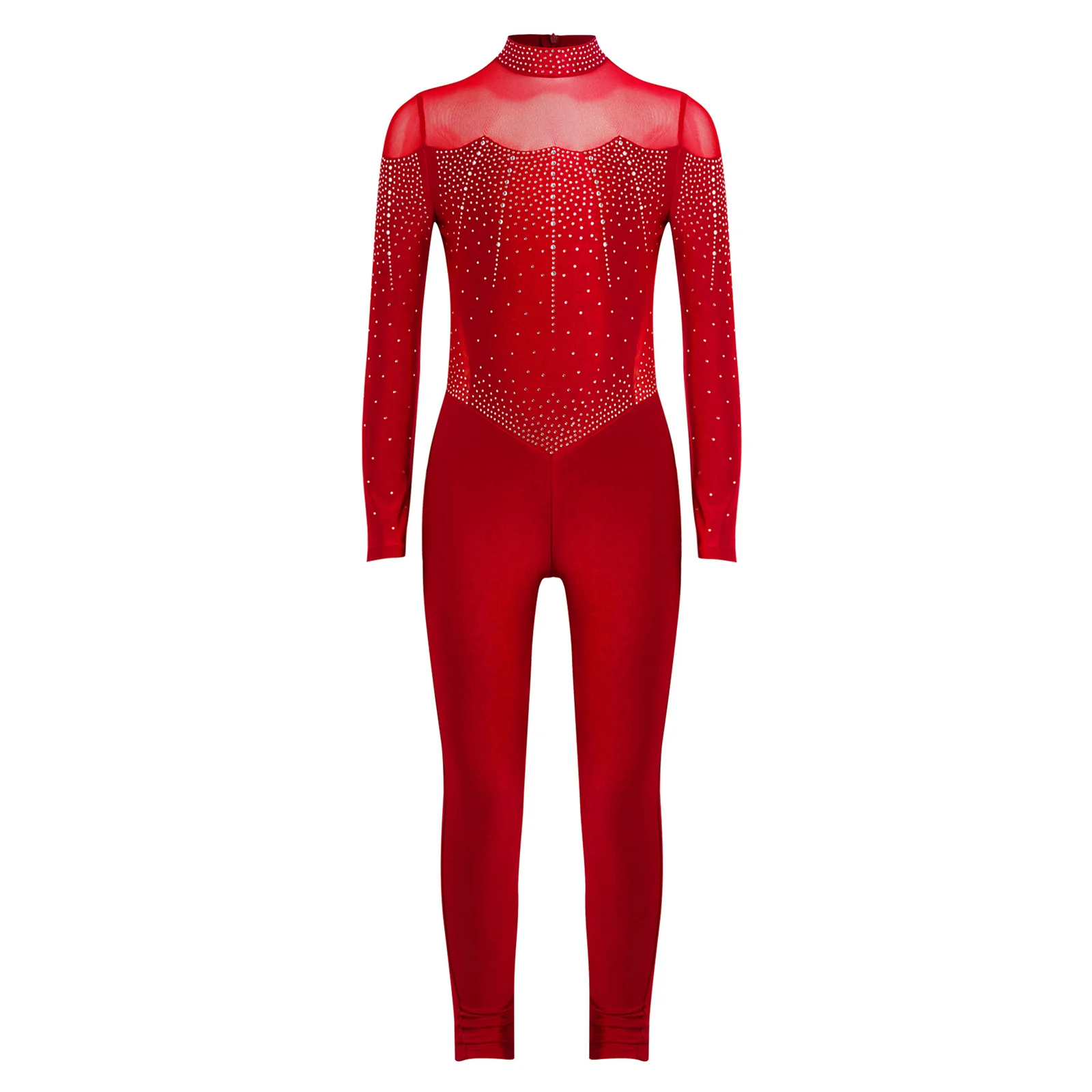 بدلة رقص باليه للأطفال البنات برقبة وهمية وأكمام طويلة من القماش الشبكي للجمباز للتزلج على الجليد وأداء الرقص #3