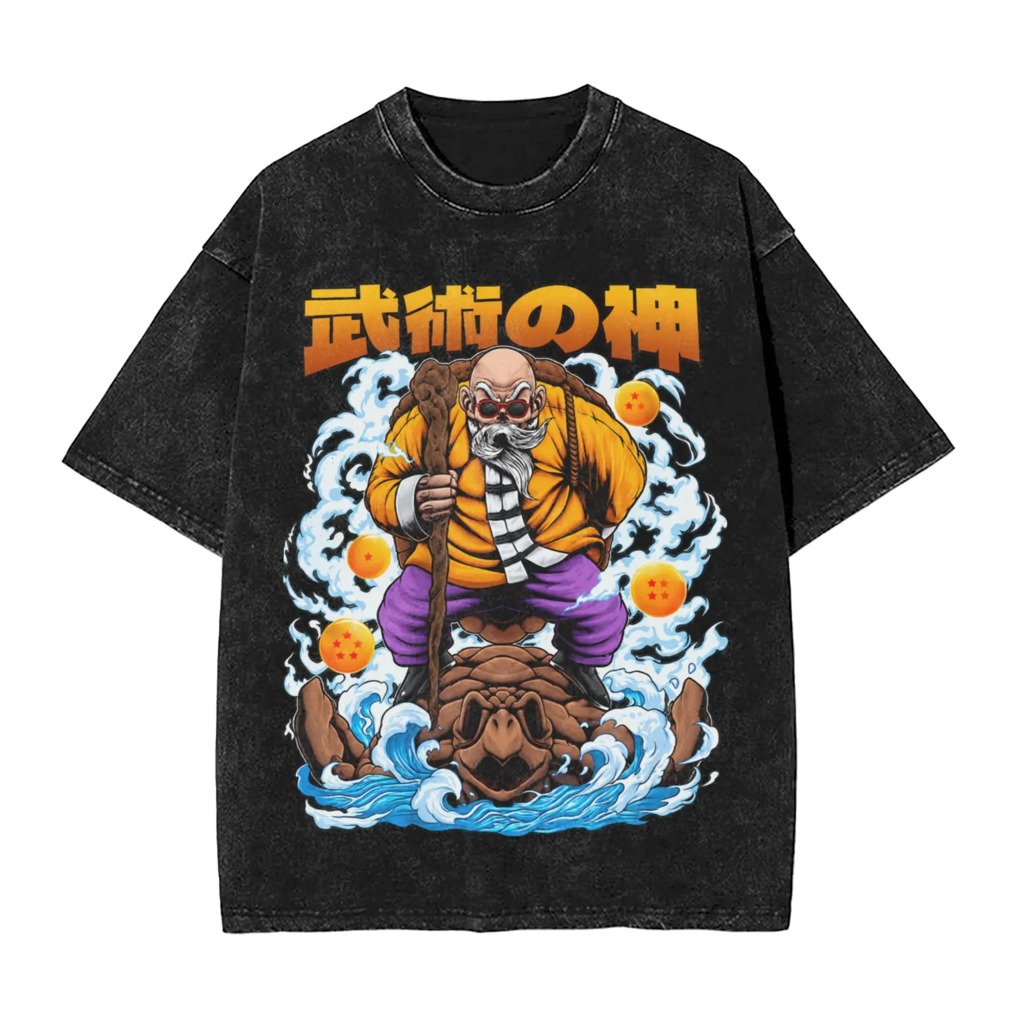 Man T-Shirt Dragon Ball Z Anime Master Roshi Kame Sennin Turtle Hermit Manga Washed T Shirts Summer Tees Awesome Cotton Clothing