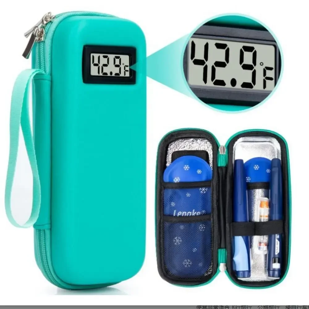 Waterproof Insulin Cooler Travel Case Reusable Portable Refrigerated Medicine Organizer with Thermometer Display Insulated