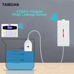 TAIBOAN Wireless 433MHz sensore di allarme perdite d'acqua rilevatore di immersione in acqua che impedisce il funzionamento dell'acqua a flusso eccessivo con Host 433MHz