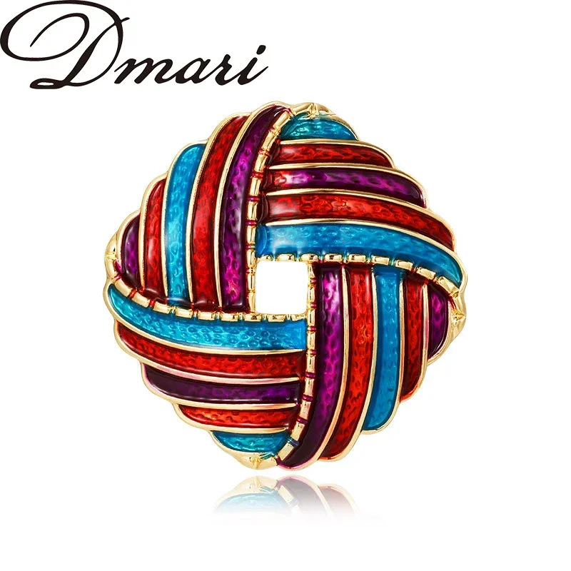 Dmari Women Brooch Enamel Pin Bohemian Square Shape Badge Colorful Lapel Pins Classy Accessories For Clothing Luxury Jewelry