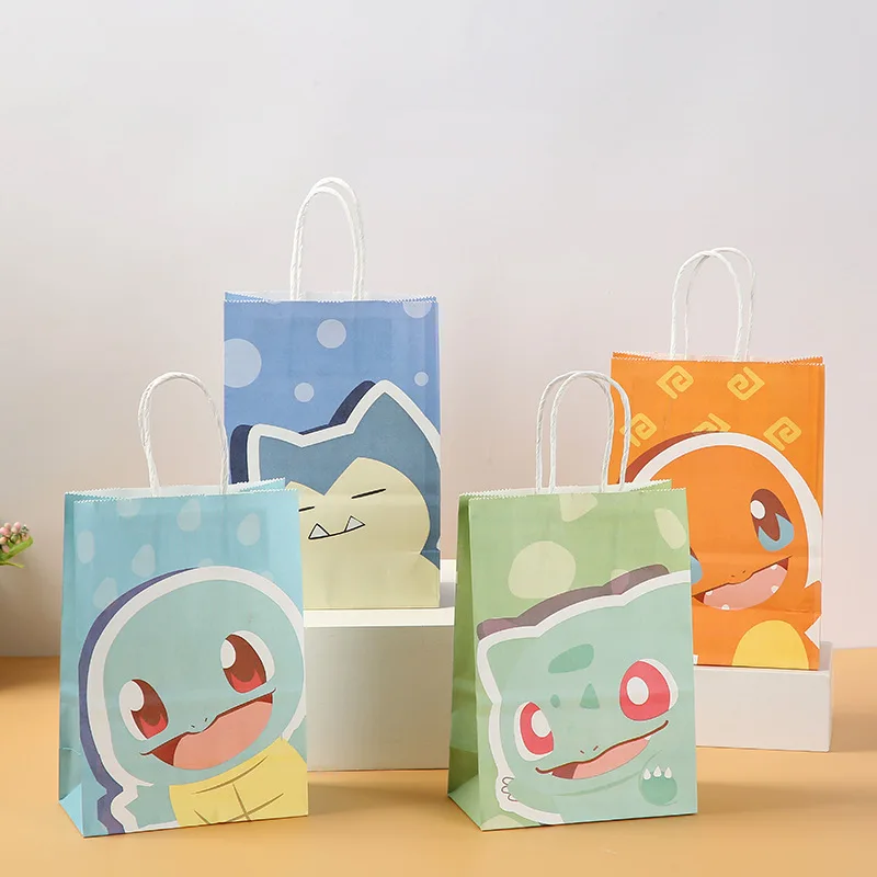 Bolsa de regalo de Pokémon Pikachu para niños, bolsa de dulces con bolsillo plano, tema de dibujos animados, suministros de juguetes para