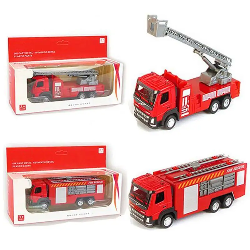 Kids Fire Trucks Toy Pullback Fire Engine Toy Trucks With Friction Powered Portable Ladder Truck Fire Engine Vehicles Toys For