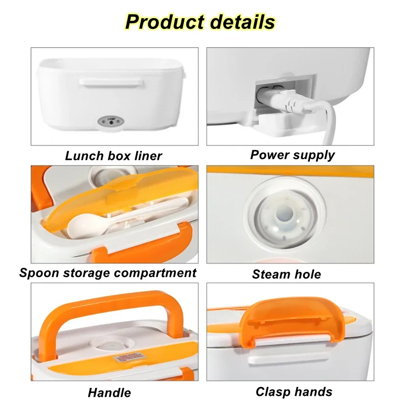 صندوق غداء كهربائي لتسخين الطعام ، جهاز طبخ أرز محمول ، سخان دافئ ، حاوية تخزين ، مكتب منزلي ، بطانة من الفولاذ المقاوم للصدأ ، 1.5 لتر