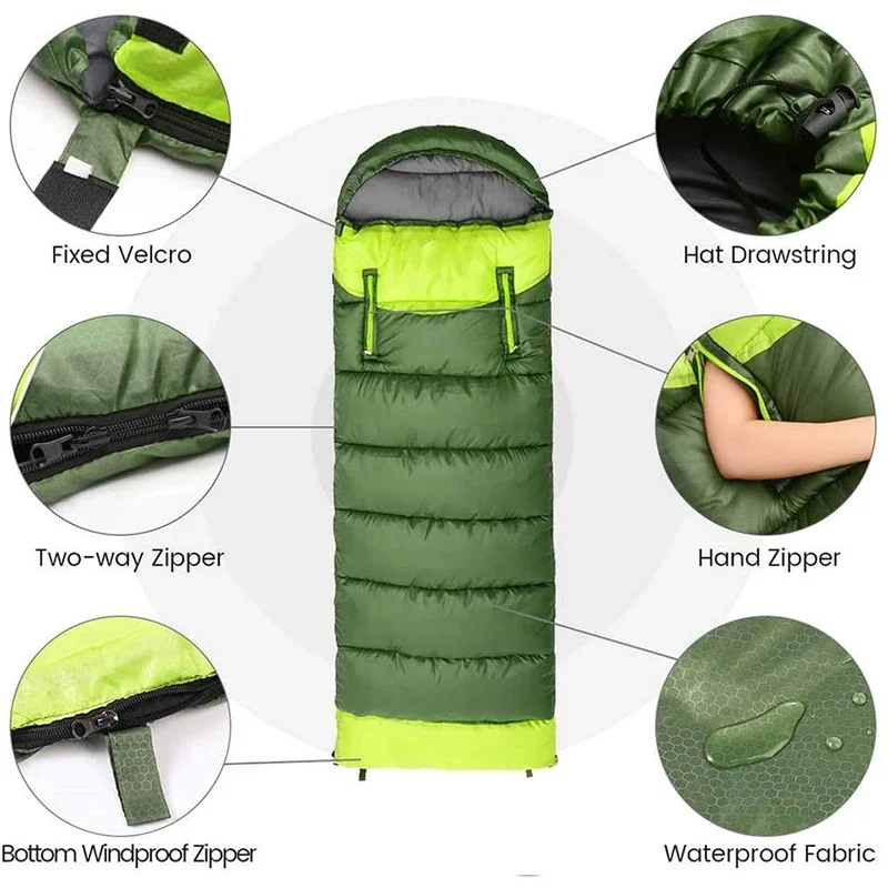 Camping Sleeping Bag Ultralight Waterproof 4 Season Warm Envelope Backpacking Sleeping Bag for Adults Outdoor Traveling Hiking