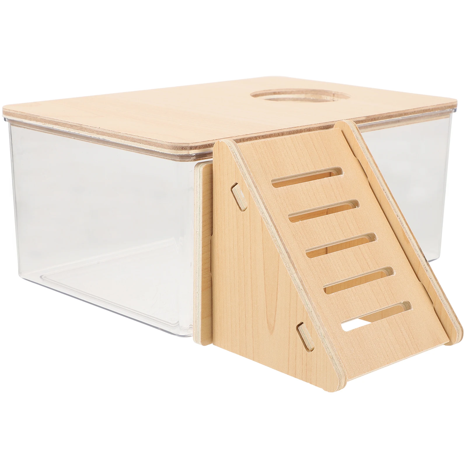 

2pcs Bath Sand Basin for Hamsters Gerbils Transparent Acrylic Bath Box with Stair Small Pet Bathroom Grooming Supplies