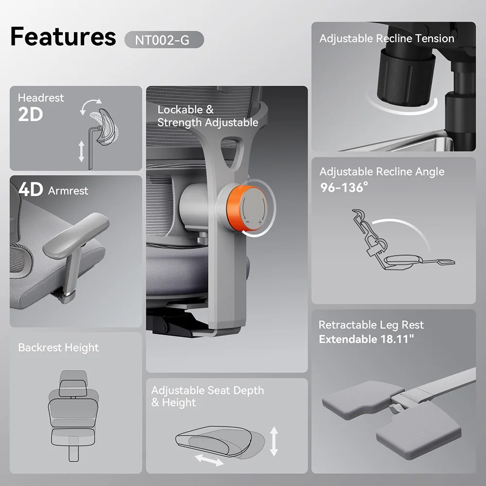 NEWTRAL NT002 Silla Ergonómica con Escritorio y Soporte Lumbar - imagen 3