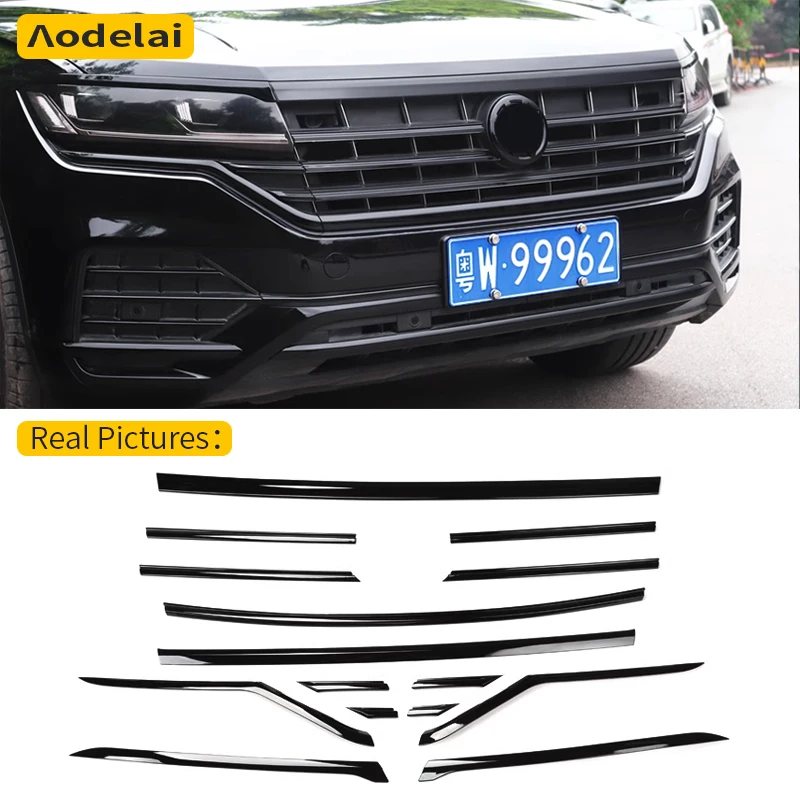 

For VW 2019-2024 Touareg Black Medium Mesh Trim Front Bumper Grille Trim Exterior Modification Accessories