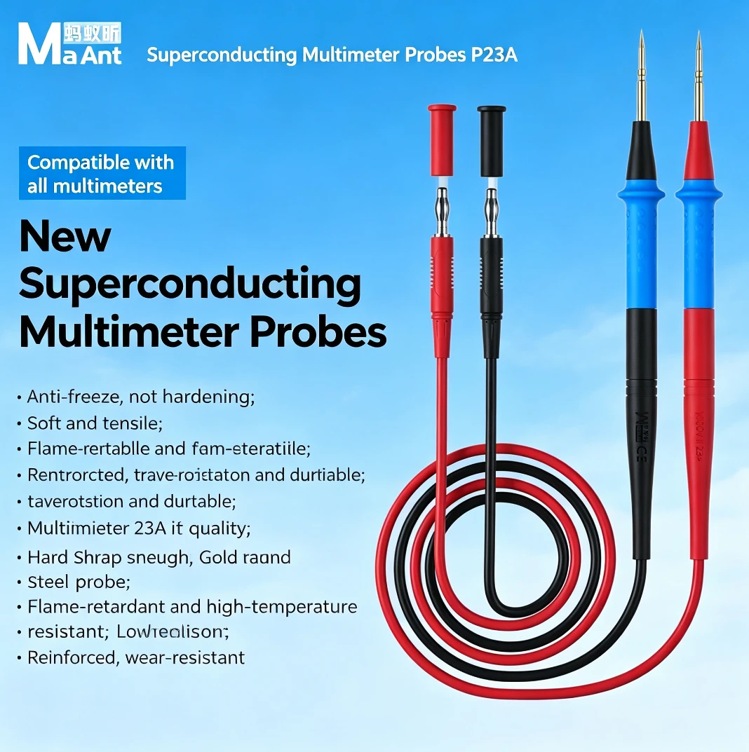 MaAnt P23A 1000V 23A Super Conducting Multimeter Lead For Digital Current Voltage Probe Needle Tip Test Lead Wire Pen Cable Tool