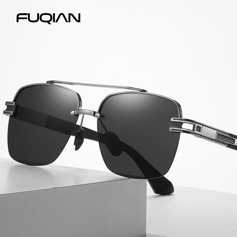 

Luxury Metal Half Frame Polarized Sunglasses Men High Quality Male's Causal Sun Glasses Classic Driving Shades