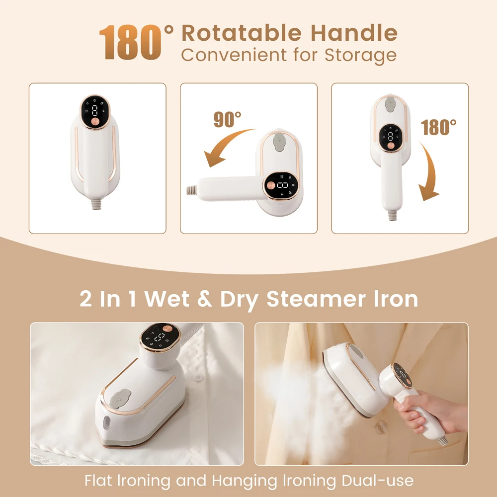 1200W Handheld Steam Iron Foldable Garment Steamer Portable Travel Steamer Rotable Handle Electric Iron 110V/220V
