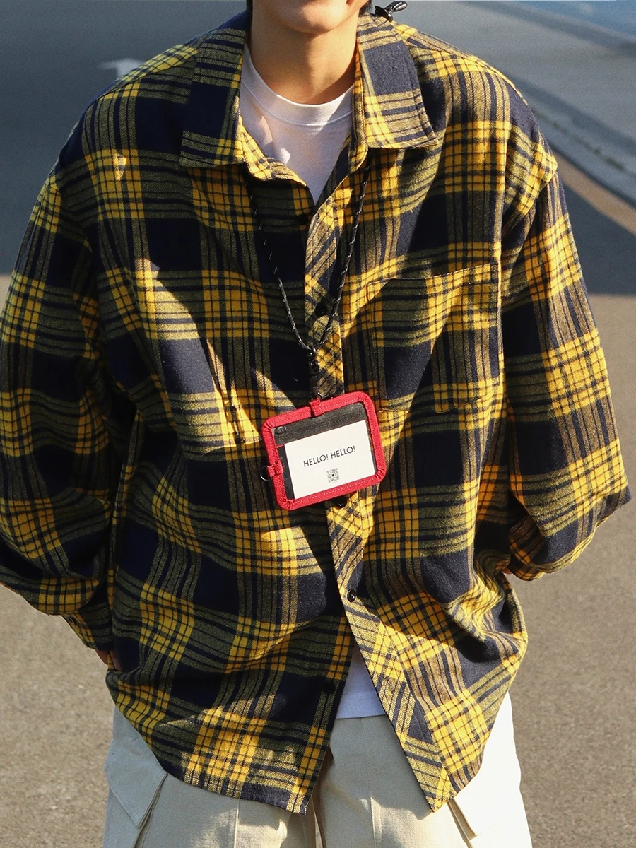 

plus Size Men's Plaid Long Sleeve Shirt Casual Style Cotton Polyester Blend Resistant to Deformation Spring Fashion Outerwear