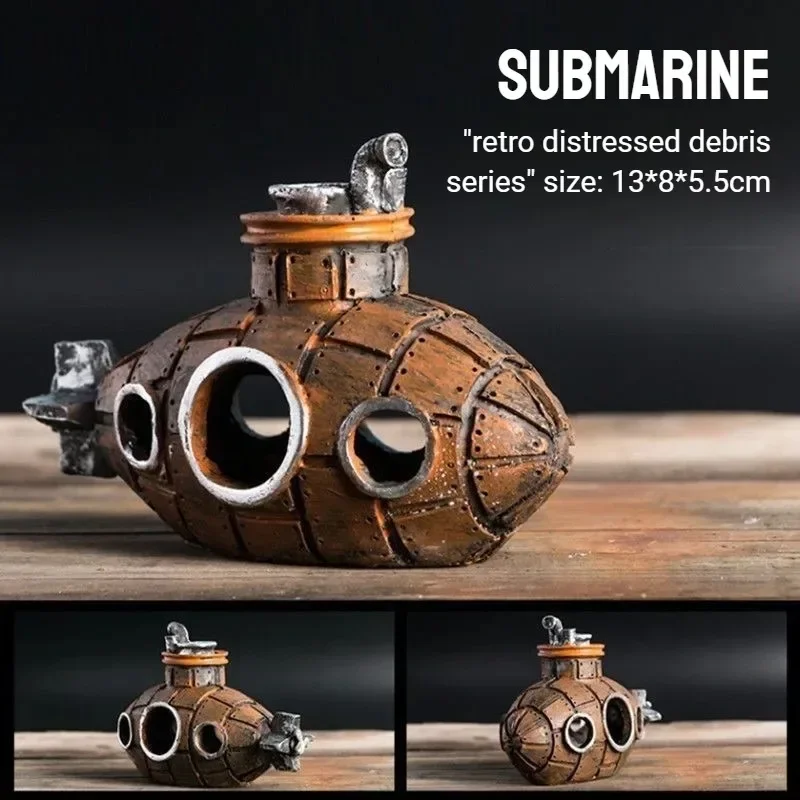 الراتنج الغواصة الحلي حوض للأسماك الديكور الأسماك الروبيان المأوى كهف المناظر الطبيعية اكسسوارات لخزان الأسماك حوض السمك #5