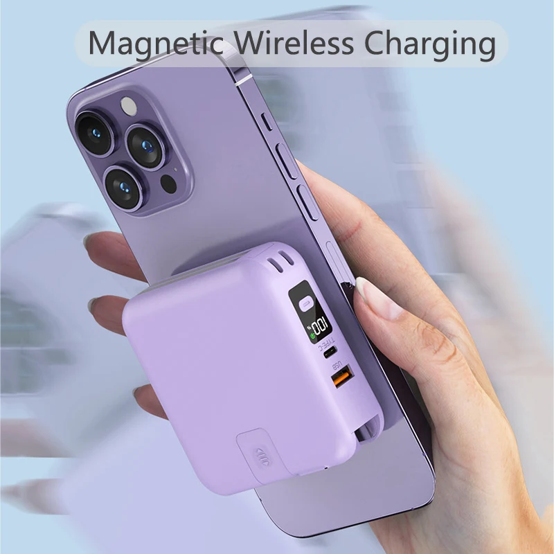 Imagem -02 - Banco de Potência Magnética sem Fio 10000mah 15w Carregamento Rápido Carregador Portátil para Iphone Huawei Xiaomi Samsung Powerbank com Plugue eu