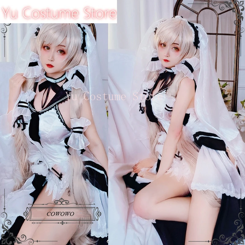 Anime! Azur Lane HMS Formidable Elegant Wedding Dress Uniform Cosplay Costume Halloween Party Role Play Clothing For Women NEW