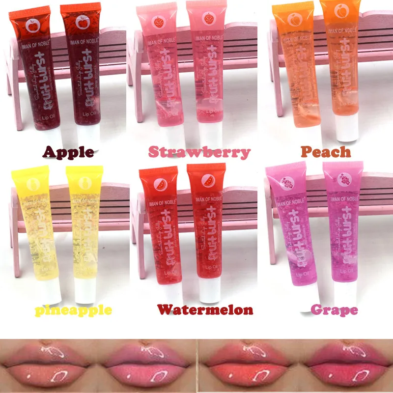 1PCS Fruit Burst Lip Oil Scented Lip Gloss Plumping Lip Gloss Jelly Lip Gloss Moisturizer Shiny Vitamin E Mineral Oil