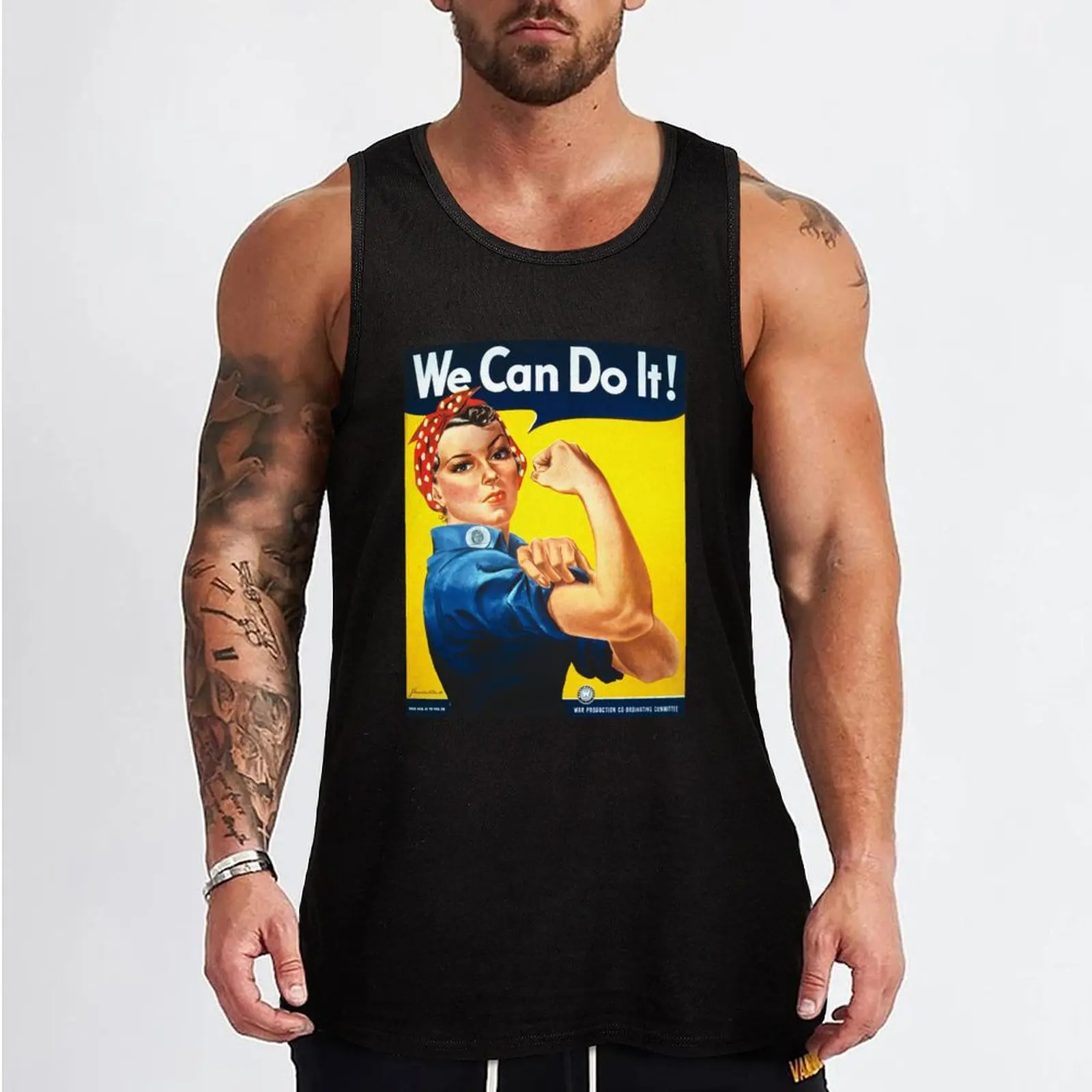 Rosie the Riveter We Can Do It Art Print Poster Tank Top Men's clothing gym t shirt men gym Men's t-shirts