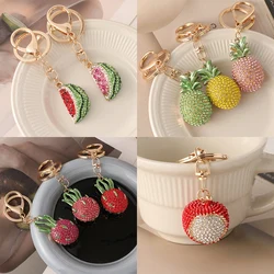 Fruit Series Pineapple Litchi Dragon Fruit Watermelon Mangosteen Keychain Women's Bag Pendant Souvenir Gift