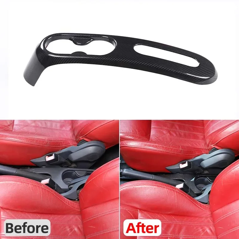 

For Fiat 500 2007-2015 Real Carbon Fiber Water Cup Holder Gear Shift Panel Trim Sticker Car Interior Accessories