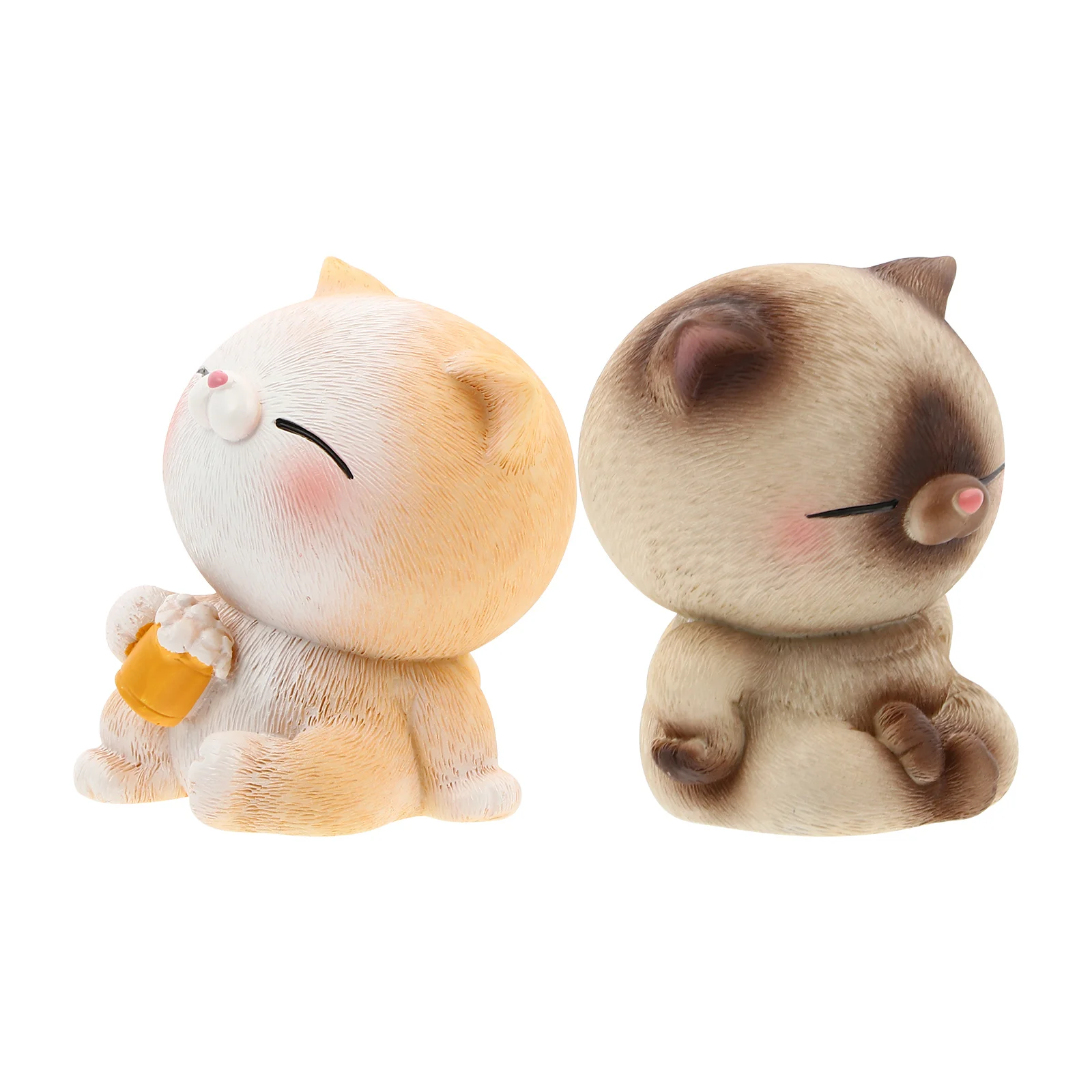 

2Pcs Resin Cat Figurines Car Ornament Desktop Sculpture Stable Base Animal Decor Home Office Resin Cat Figurines