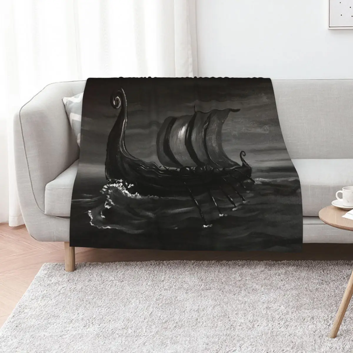 

Oseberg Ship Throw Blanket Flannel Fabric Summer Beddings Moving Multi-Purpose Blankets