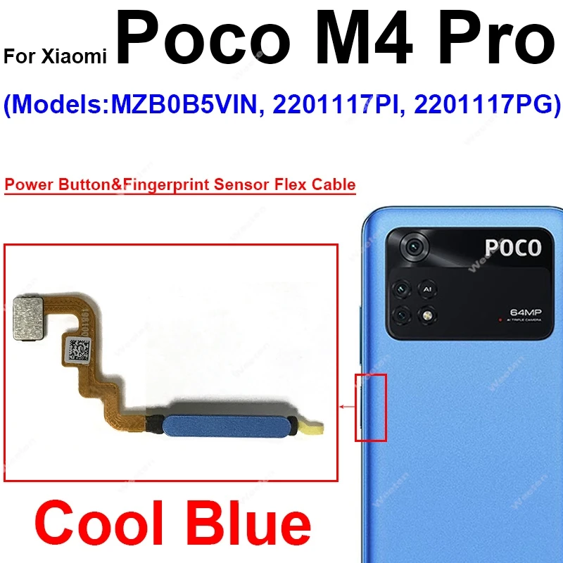 For Xiaomi Poco M4 M5 M5s M4 Pro M4Pro 4G 5G Home Button Back Touch ID Scanner Fingerprint Sensor Flex Cable Phone Parts