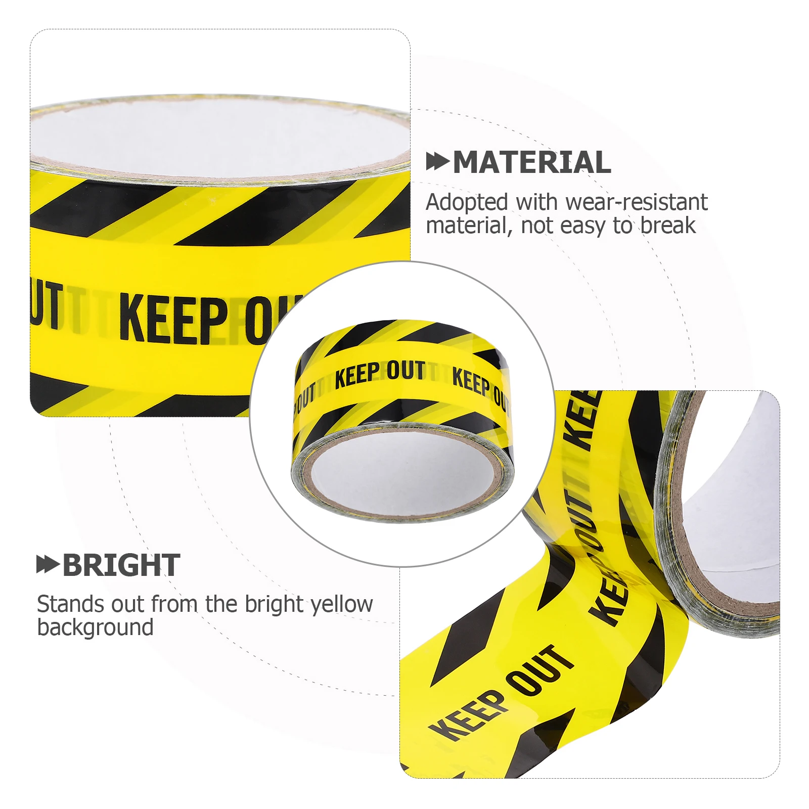 1 لفة شريط تحذيري 4.8 سنتيمتر × 250 متر خطوط صفراء سوداء ذاتية اللصق علامات السلامة لاستخدام معدات الحائط الأرضية #4