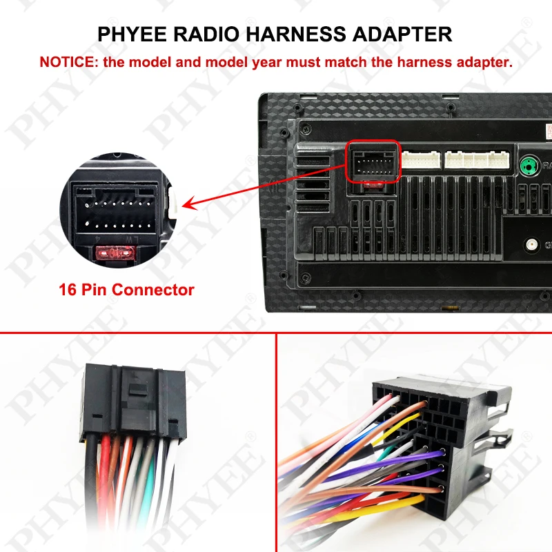 Radio Wiring Harness for Lada Vesta 2015-2018, 16 Pin Plug to ISO Connector, USB Cable Adapter, RCA Audio Plug, for Car Android
