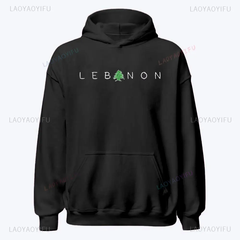 Map of The Republic of Lebanon Flag Graphics Men's Sweatshirt National Emblem Cedar Hoodie Lebanon Drop Shoulder Women's Hoodies