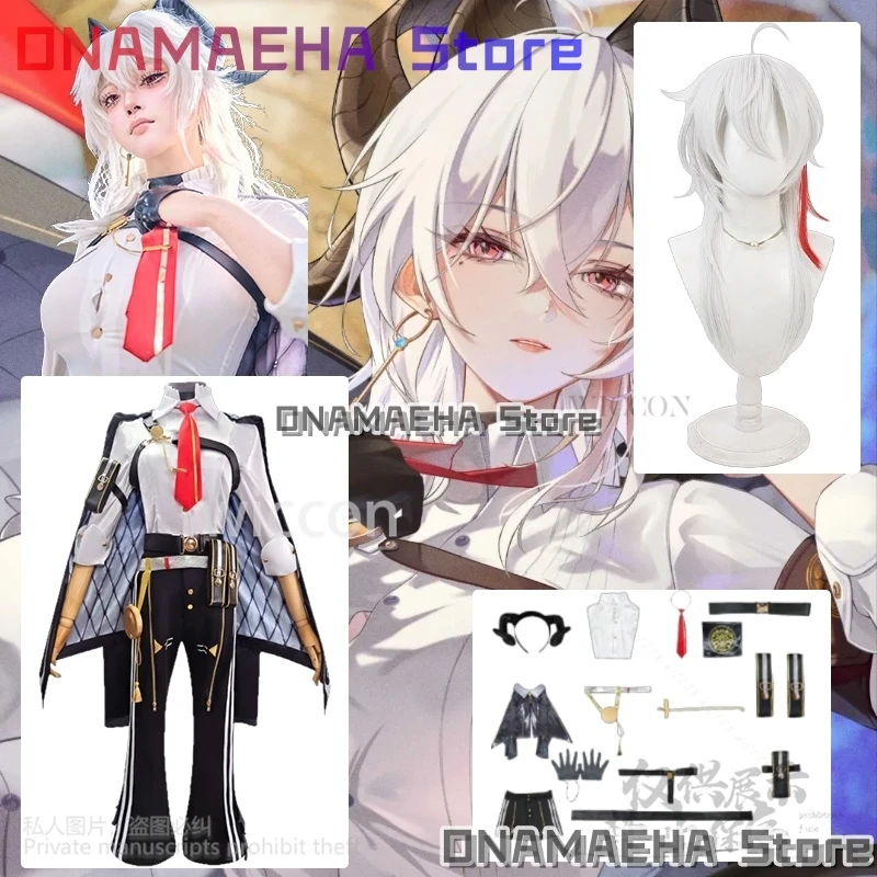 

Zani Anime Wuthering Waves Cosplay Costume Sexy Mom Uniform Coat Black Goth Strap Suit Devil's Horn Game Jirai Kei 코스프레
