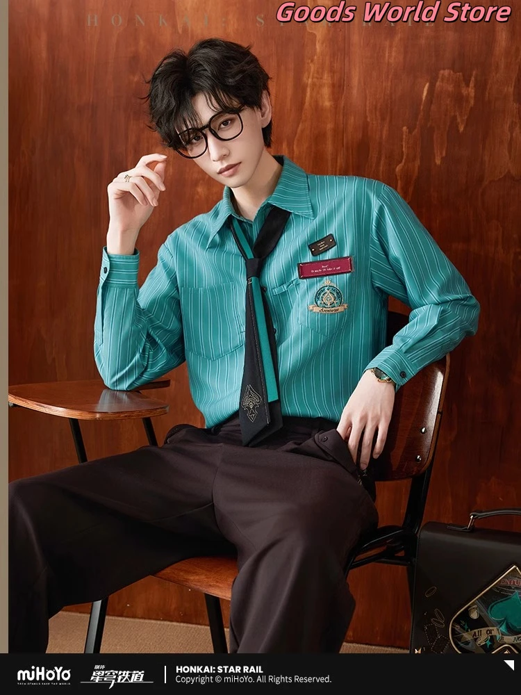 قميص افينتورين الأصلي ذو لونين مخطط هونكاي ستار السكك الحديدية الشكل افينتورين قميص ميهويو افينتورين تأثيري أنيمي زي هدية