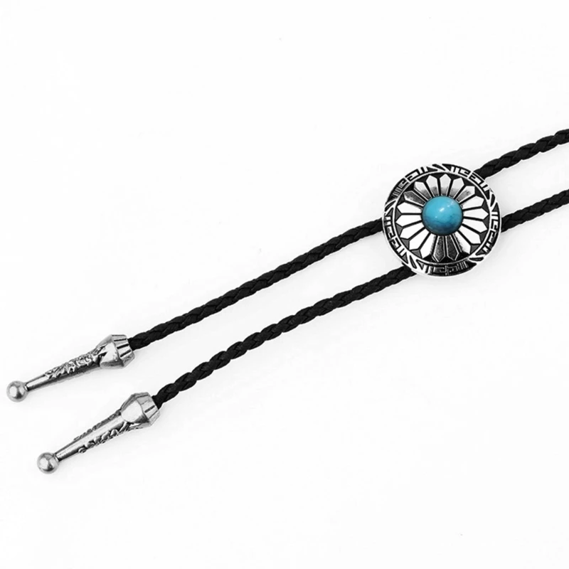 S1Y1 Delicate Flower Bolo Tie Cowboy Flower Necktie Western Bola-Tie Metal Flower Bolo Tie Cowboy for Shirt Jeans