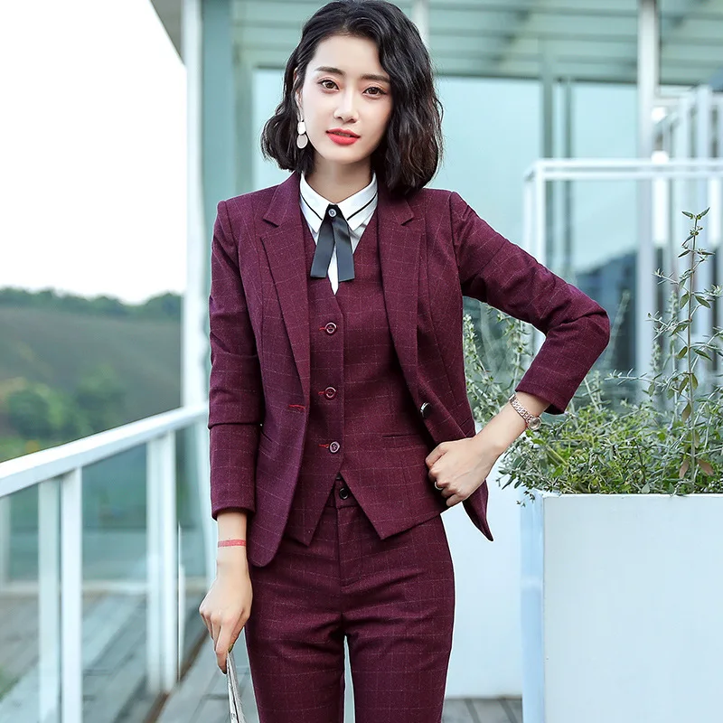 High Quality Fabric Formal Women Business Suits Female Pantsuits Office Ladies Professional Career Interview Blazers Set S-4XL