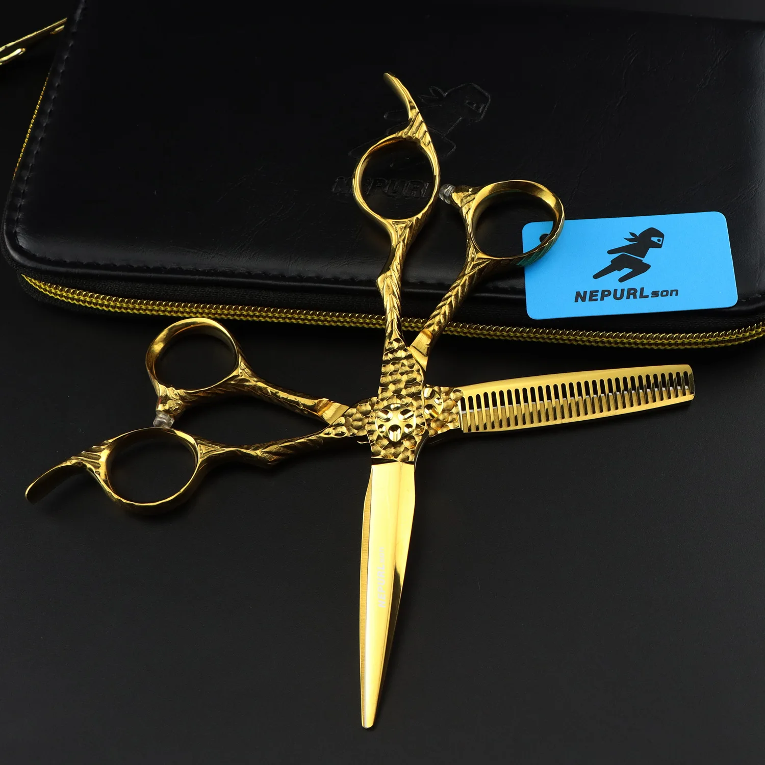 New gold Dimaich handle style 6.0-inch hair scissors, made of high-grade 440c steel, salon hair scissors for right-handed use
