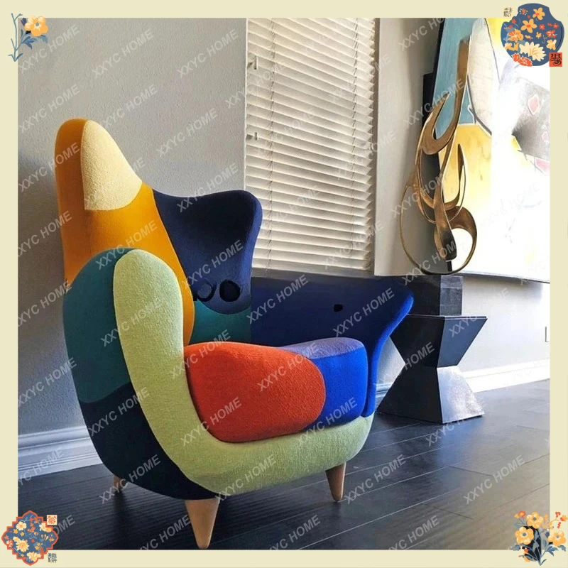

A Modern simple light luxury fashion color matching casual sofa chair art single chair