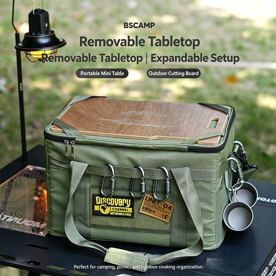 Tactics Picnic Bag Waterproof Travel Organizer Thermal Pack with Tabletop Portable Camping Equipment Cookware Storage Box 36L