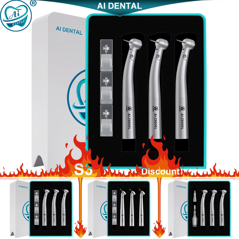 

S3 Discount Handpiece Set High Speed LED Air Turbine Dental Instruments K-type Quick Coupler With 2/4/6 Hole Odontologia