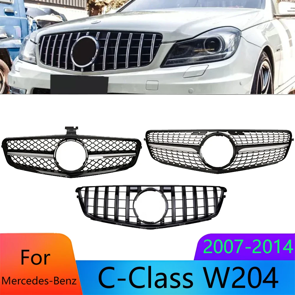 

For Mercedes-Benz C Class W204 C180 C200 C300 C350 2007-2014 Front Grill Mesh Center Bumper Grille Panel Racing Auto Parts