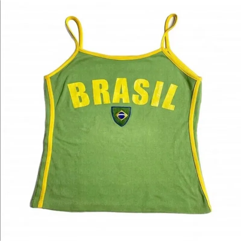 Brazilian Y2Kemo sleeveless top vest T-shirt street wear women's clothing promotion women's T-shirt Brazilian letter printed sho